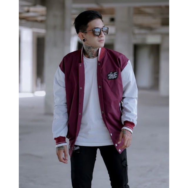 jaket baseball indigo