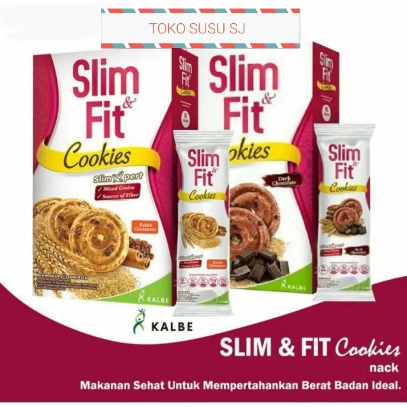 SLIMFIT SLIM &amp; FIT DIET COOKIES 10x22gram Dark Chocolate Raisin Cinnamon/Coklat/cinamon/10 x 22gr