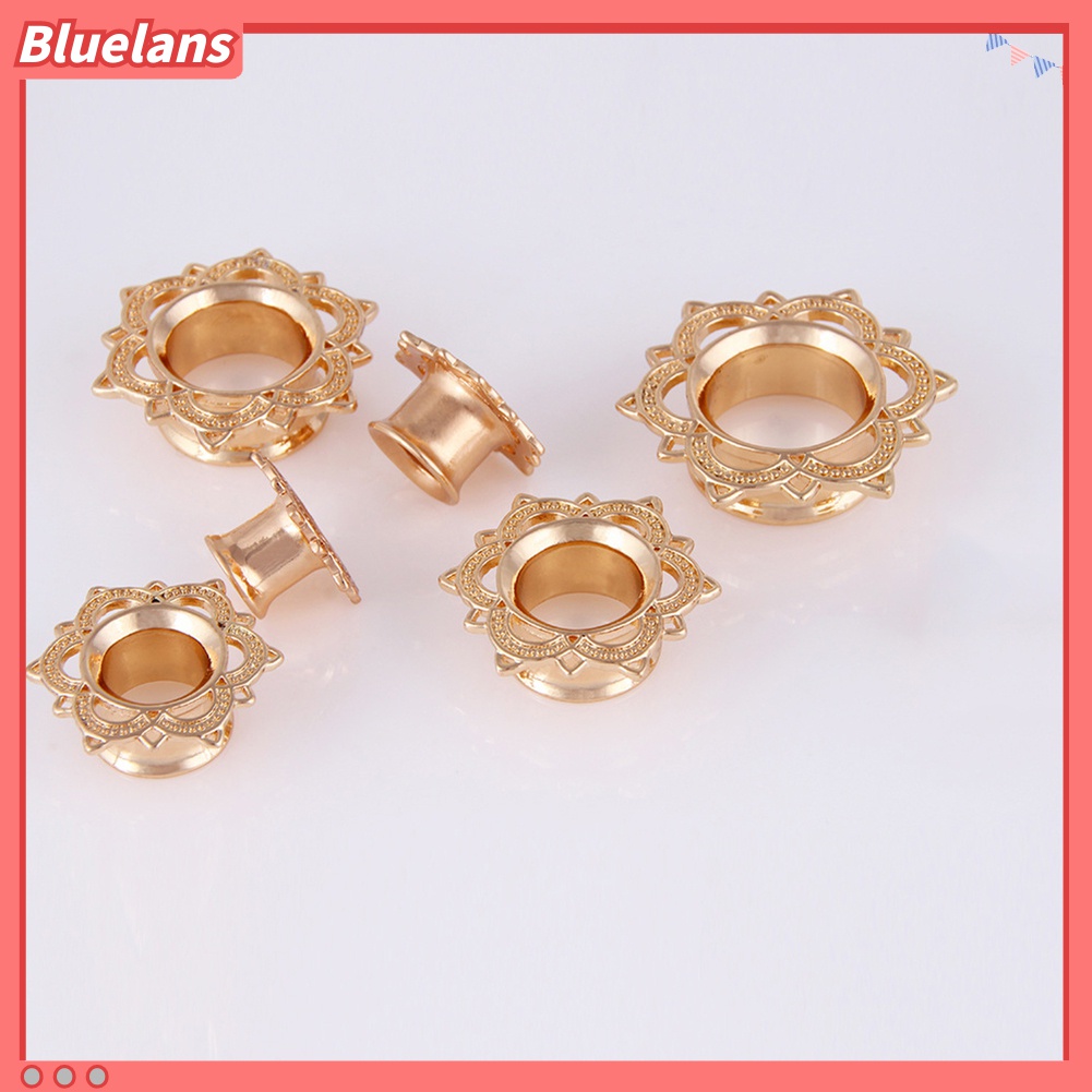 1 Pc Anting Tindik Expander Desain Bunga Lotus Double Flare Untuk Unisex