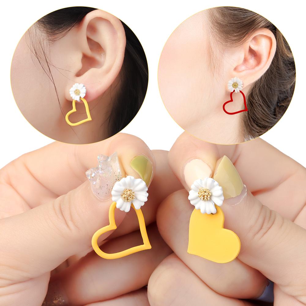 Anting Bunga LILY Daisy Wanita Merah Kuning Fashion Perhiasan Manis Ear Stud