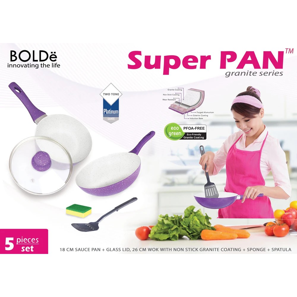 SUPER PAN GRANITE CERAMIC / PANCI SET WHITE PURPLE BOLDE ORIGINAL ( ORI )100% ( TERMURAH ! )