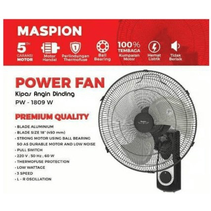 KIPAS ANGIN WALL FAN MASPION PW 1809 18 INCH KIPAS ANGIN DINDING