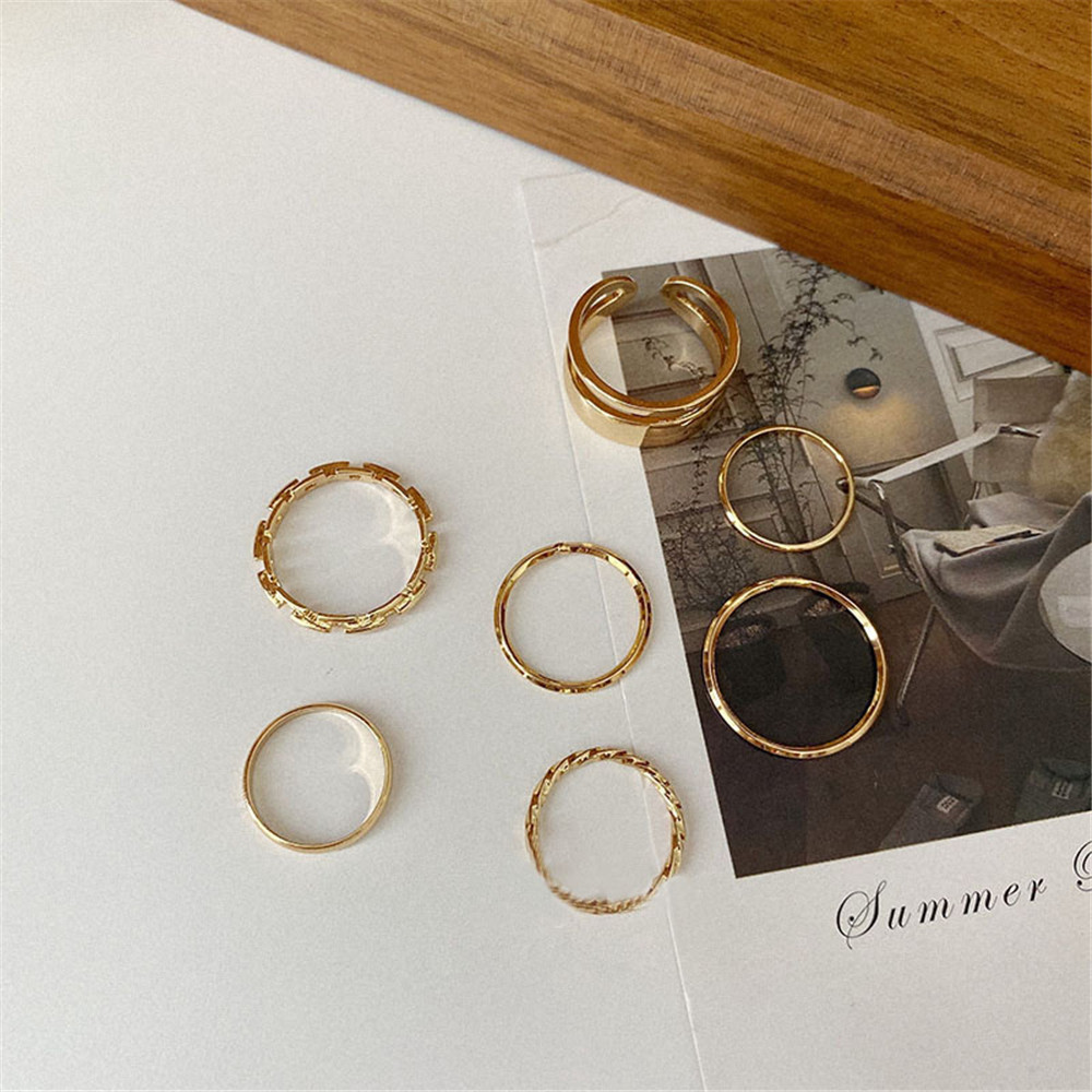 【COD Tangding】7pcs/set Cincin Jari Aneka Bentuk Warna Silver Untuk Wanita