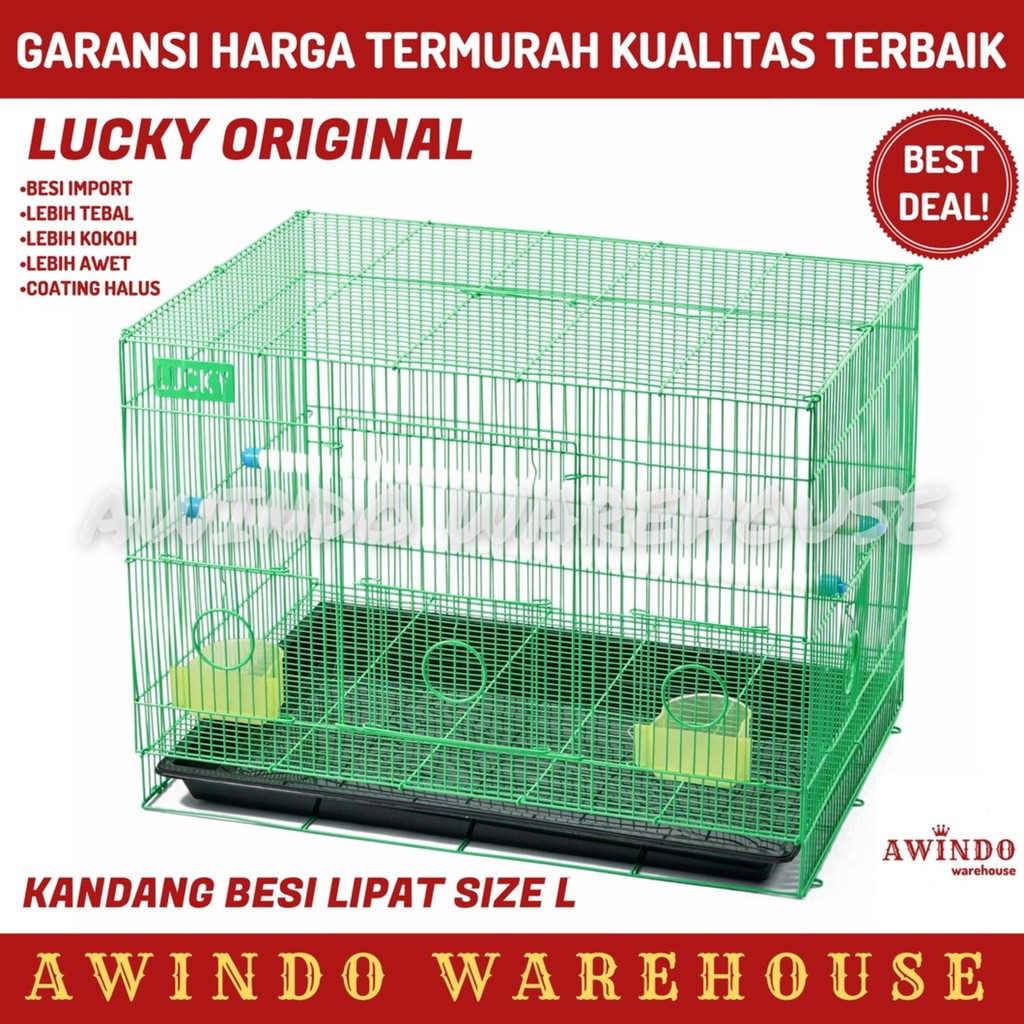 KANDANG KUCING BESI LIPAT SIZE L 60x45x50 RUMAH PET CARGO BURUNG ANJING KELINCI TUPAI LUCKY ORI 568