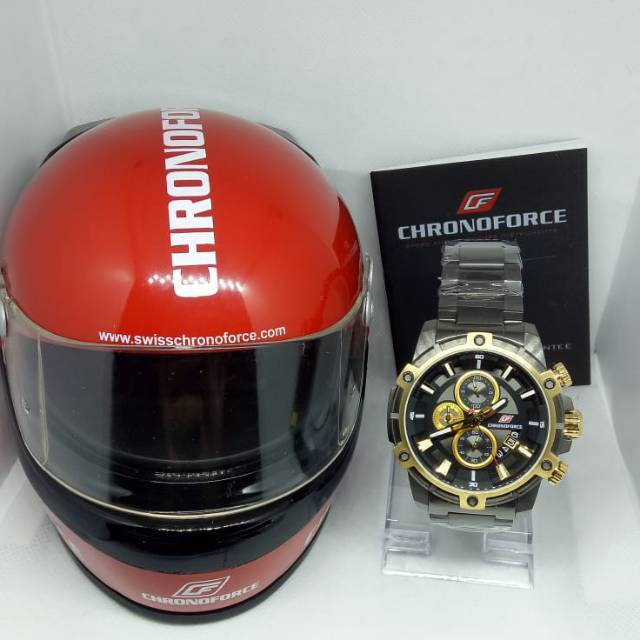 JAM TANGAN PRIA CHRONOFORCE CF5320G BLACK GOLD ORI MURAH