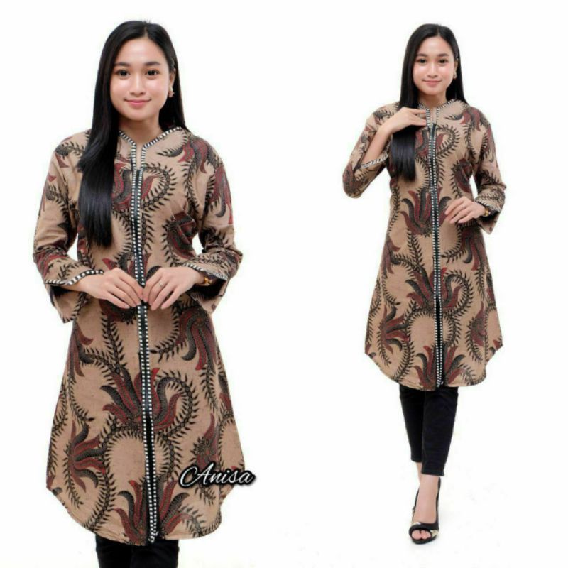 EMKA OFFICIAL ( COD) BATIK COUPLE MODERN - BAJU BATIK COUPLE - BATIK COUPLE LENGAN PANJANG - BATIK PASANGAN - BATIK PRIA DAN WANITA COUPLE - SERAGAM BATIK - BATIK LEBARAN - MAURA COUPLE SANIA RUFFLE - BATIK MODERN ORIGINAL - EMHABATIK RAMABATIK-C.Tunik