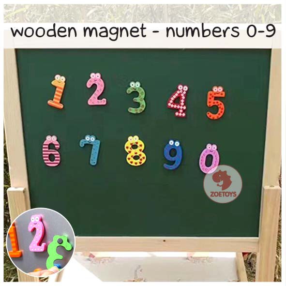 Zoetoys Wooden Magnet - Numbers 0-9 Alphabet A-Z Animals | Magnetic Refrigerator Kulkas | Mainan Edukasi Anak