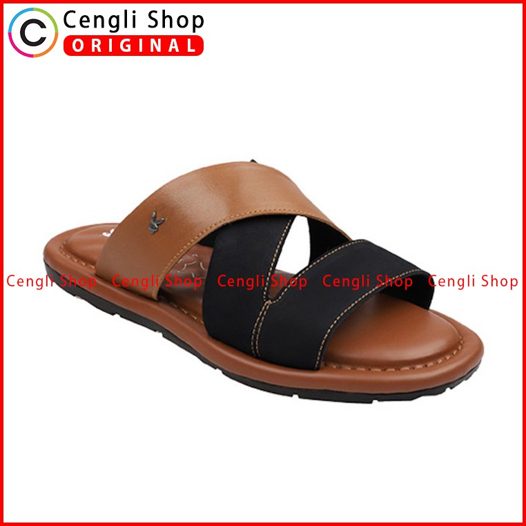 PLAYBOY SANDAL KULIT CASUAL PRIA ORIGINAL TERBARU BRANDED COKLAT PLD1