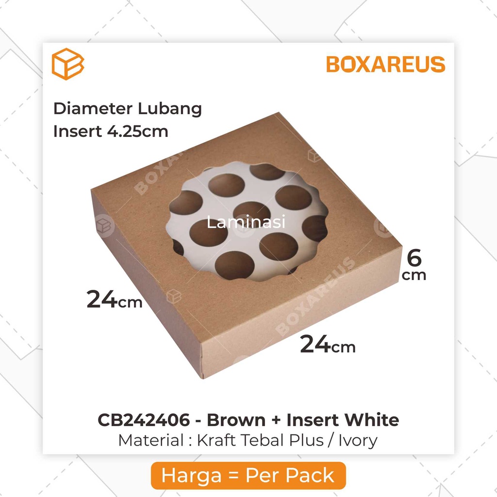 Cake Box Mini Cupcake Box Packaging Kotak Kue | CB242406 Brown (10pcs)