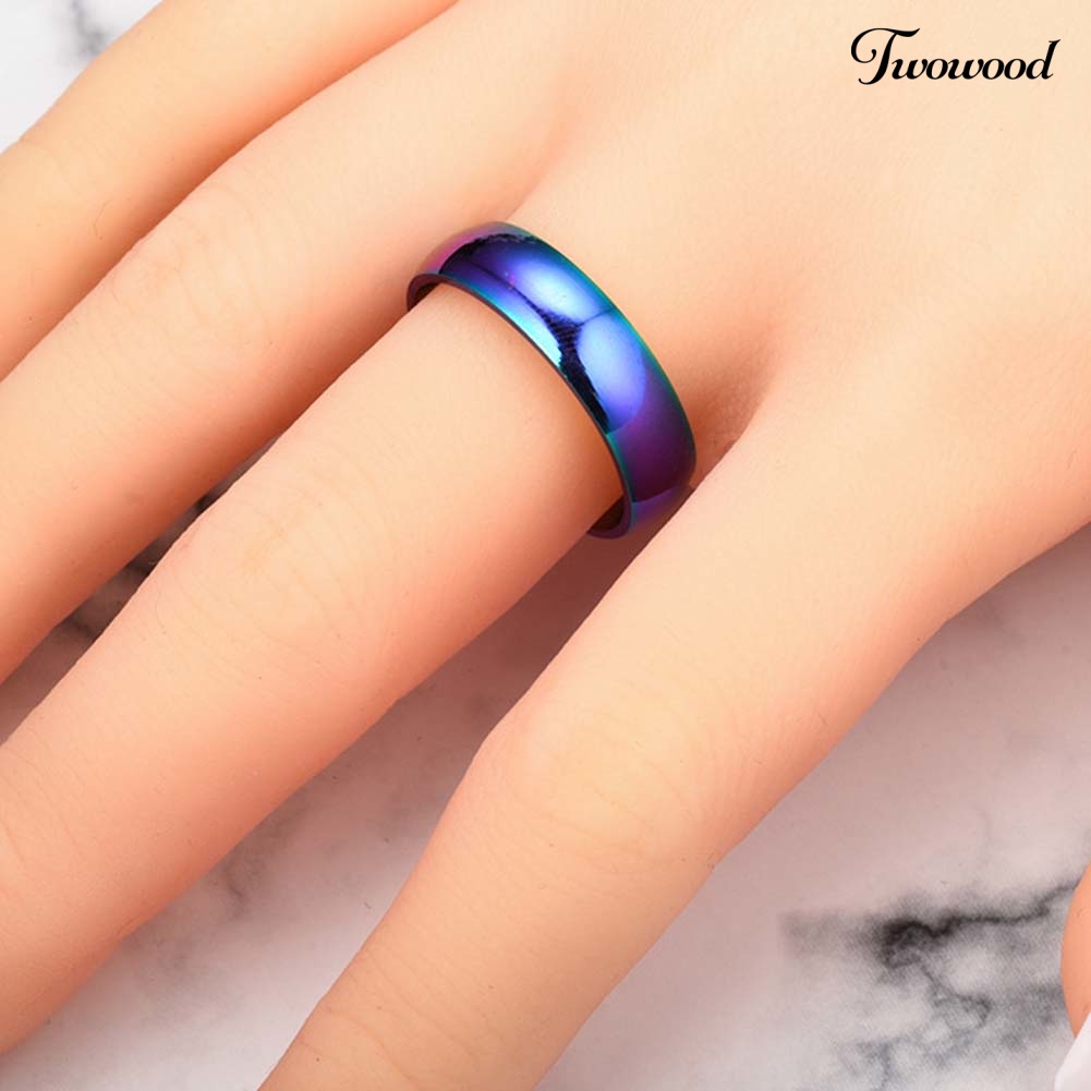 Cincin Pasangan Bahan Stainless Steel Warna Pelangi Untuk Hadiah Pernikahan