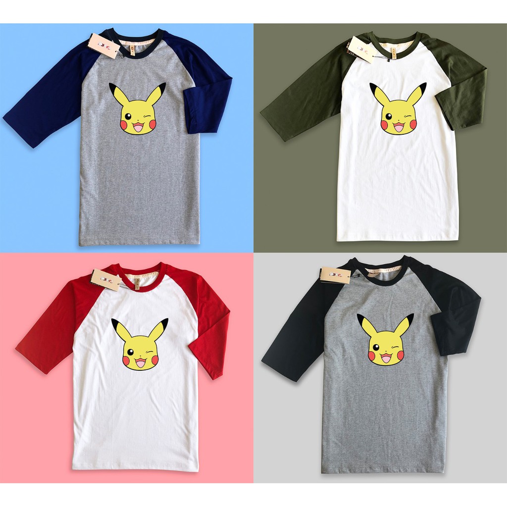 Jual Baju Kaos Raglan Premium Muka Pokemon Pikachu Pikacu Face Head ...