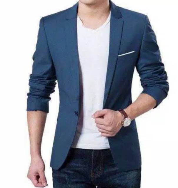 JAZ BLAZER PRIA FORMAL /CASUAL MODEL SLIMFIT PAS DIBADAN BLAZER KOREA WARNA BLACK KREM ABU-ABU NAVY 
