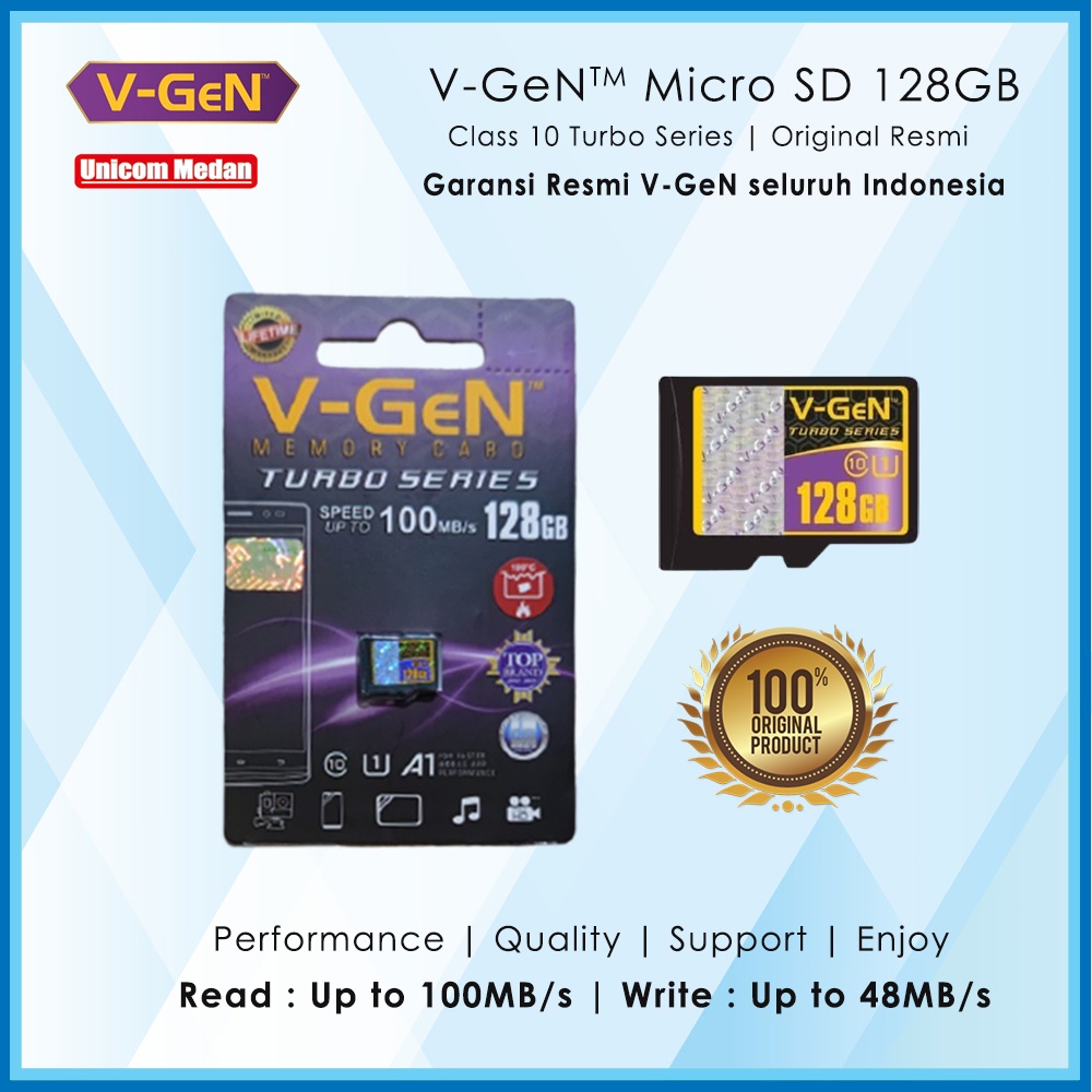 V-Gen Micro SD 128 GB VGEN 128GB Class 10 TURBO Memory Card Non Adapter