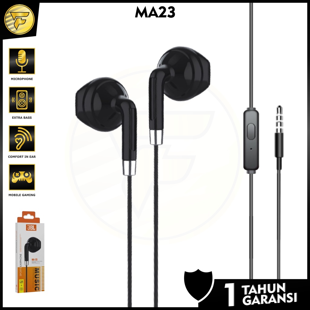 Earphone JBL M23 stereo bass music telfon headset mic