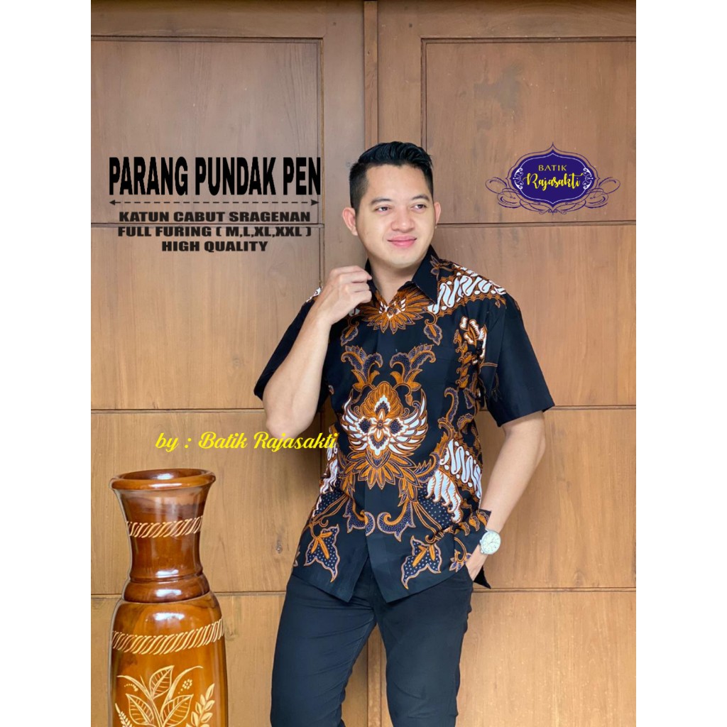 PARANG PUNDAK PEN Kemeja Batik Pria Lengan Pendek Katun Halus FULL FURING Rajasakti