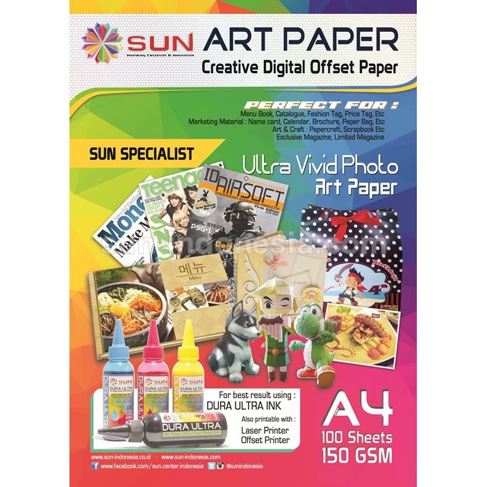 

SUN KERTAS ART PAPER A4 150 GSM (100 LEMBAR) 150gsm
