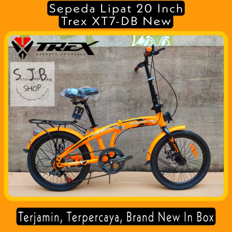 Sepeda Lipat 20 Inch TREX XT7-DB New Steel Hi-Ten 7 Speed
