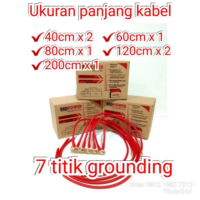 Kabel Grounding RedPower MERAH Ground 7 titik Premium High Quality RED