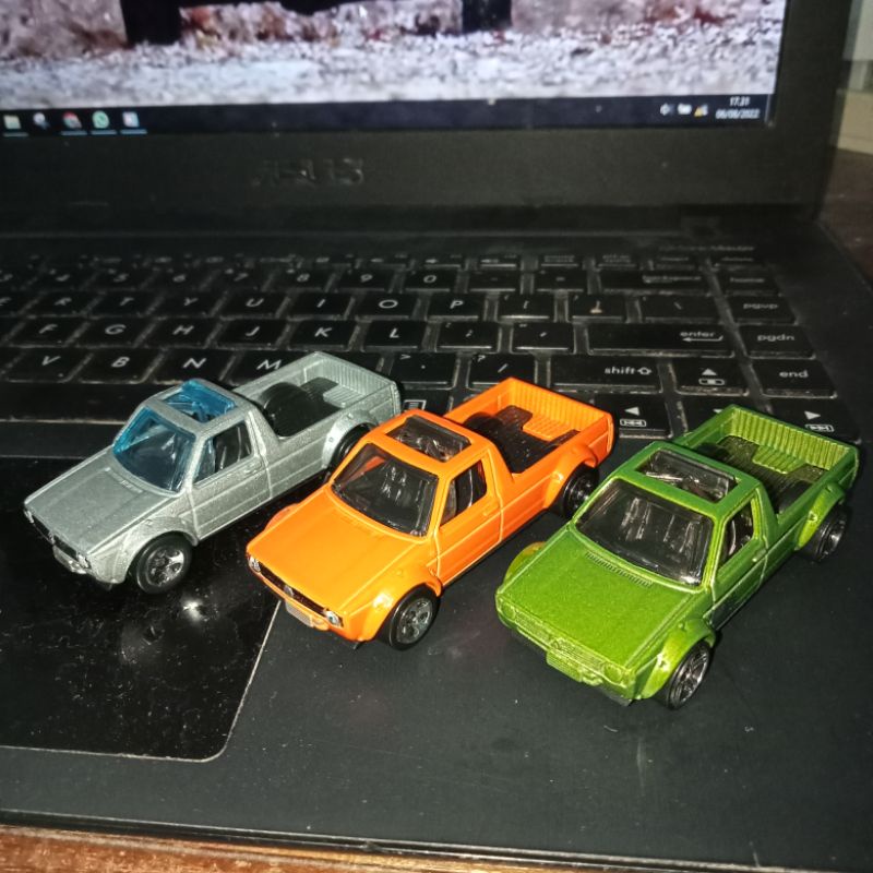 VW Caddy Pickup Truck Orange Green Grey Hw Hot Wheels Hotwheels OrenbJingga Hijau Ijo Abu Zamac Cand