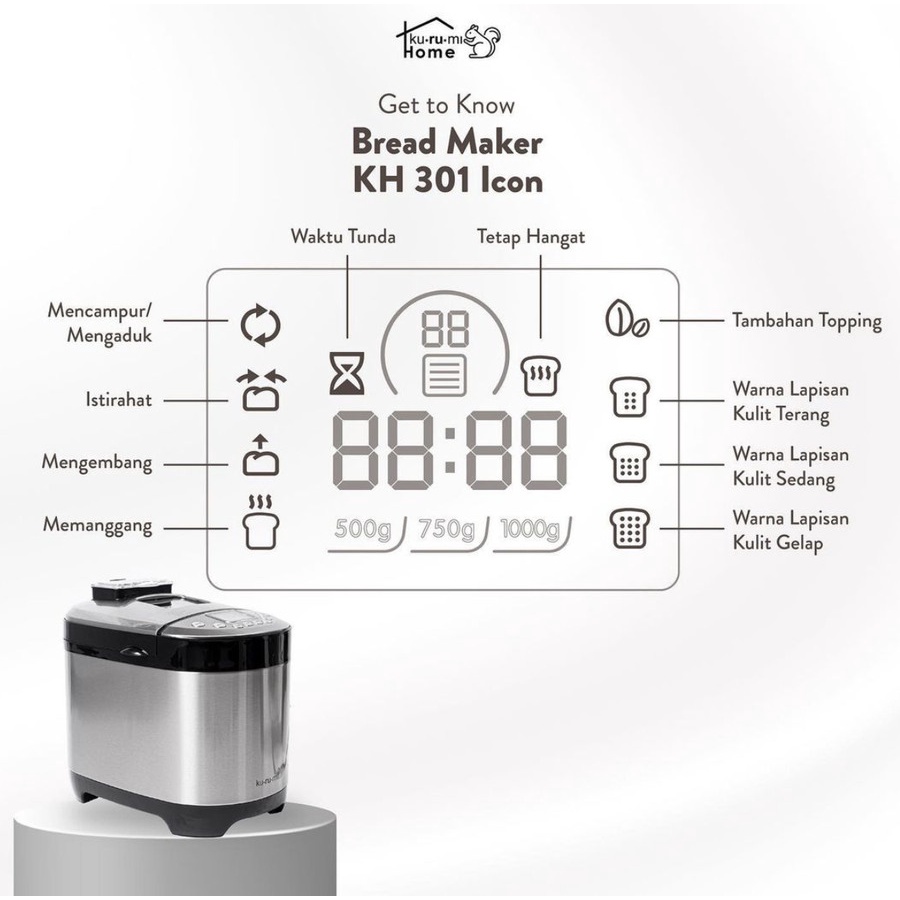 Kurumi Home Bread Maker - Mesin Pembuat Roti KH-301