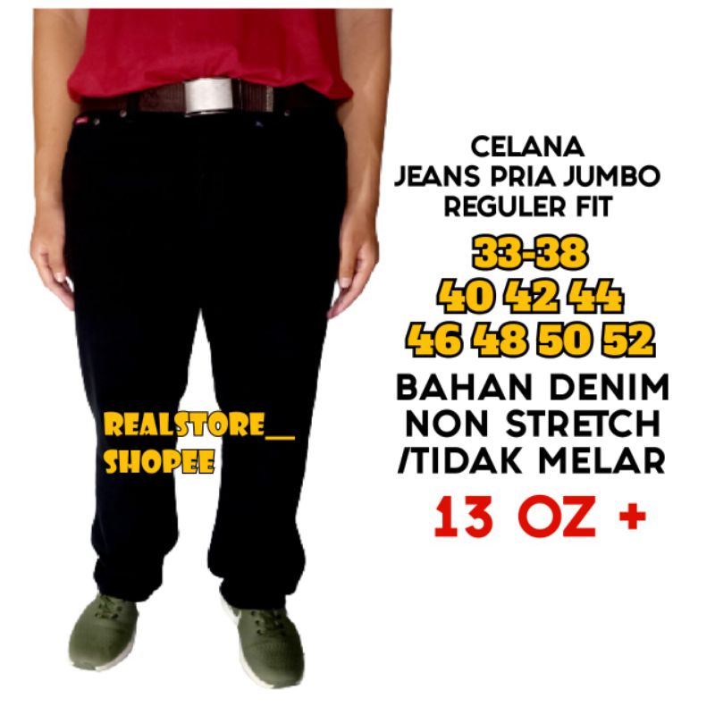 Celana Jeans Pria Jumbo Reguler Fit Bahan Non Stretch / Tidak Melar