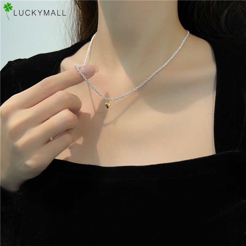 Kalung Rantai Choker Liontin Hati Warna Emas Silver Untuk Wanita