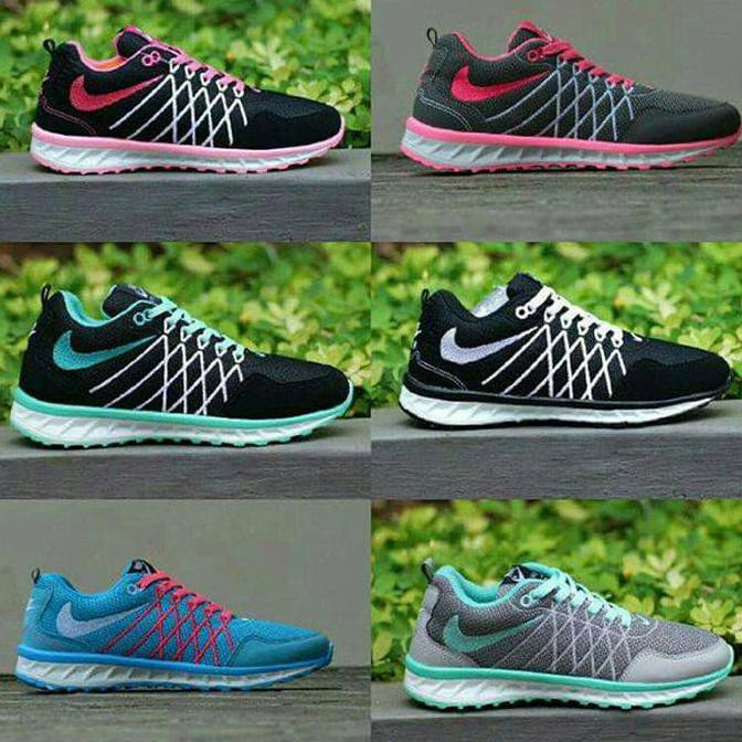 TERMURAH Nike Flywhire size 36 - 40 sepatu wanita olahraga hitam putih sekolah - Biru, 36