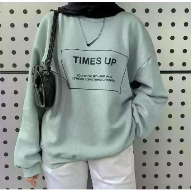 sweater crewneck wanita time up oversize terbaru