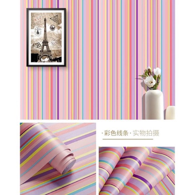 Wallpaper Dinding / Wallpaper Sticker PELANGI PINK