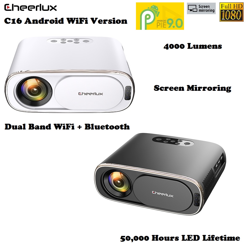 CHEERLUX C16 ANDROID WiFi - Smart Android Projector 1080P 4000 Lumens - Proyektor Android dari CHEERLUX - Alternatif CHEERLUX CL770 Android Version