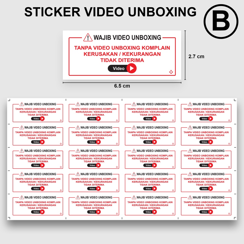 Sticker Video Unboxing / Sticker Fragile Pecah Belah-MODEL B 2PCS