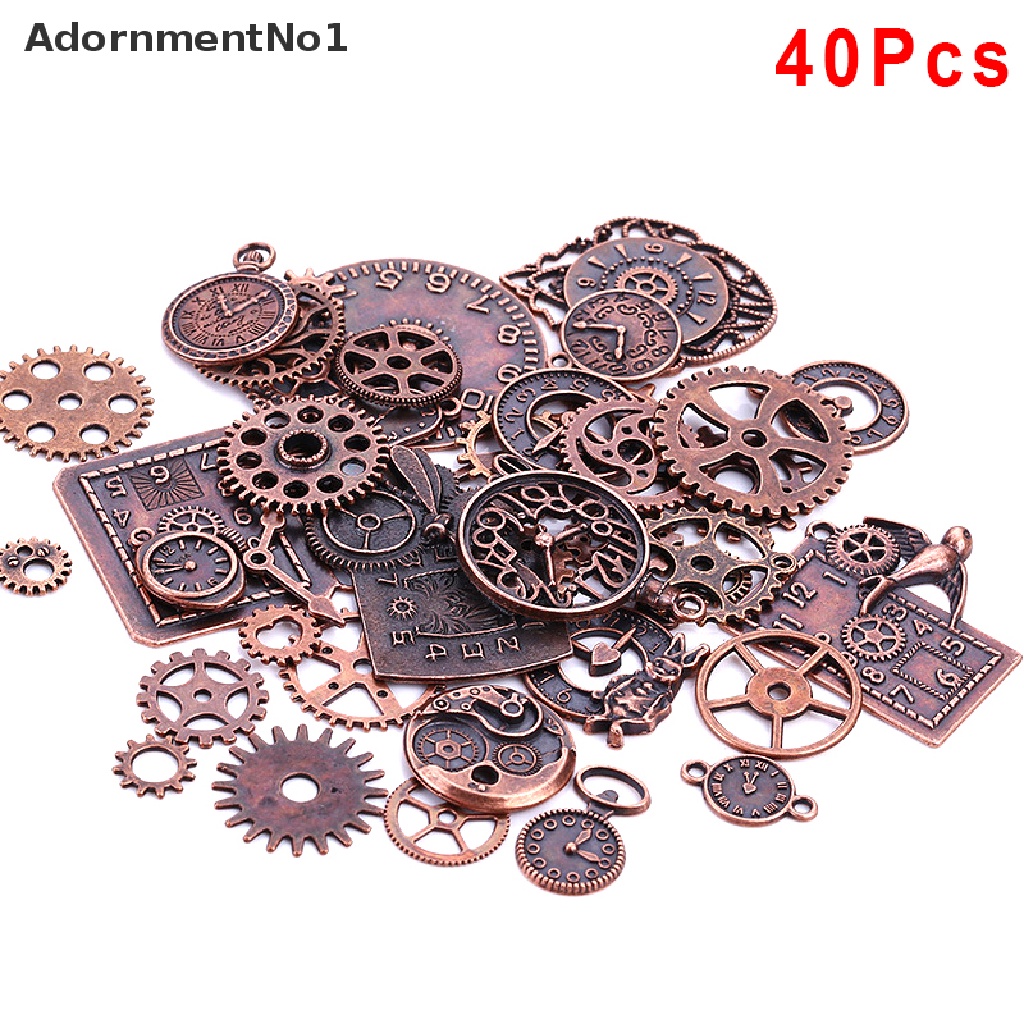 (AdornmentNo1) 40pcs Liontin Jam Bahan Metal Alloy Gaya Vintage / Steampunk Menarik Untuk Perhiasan DIY