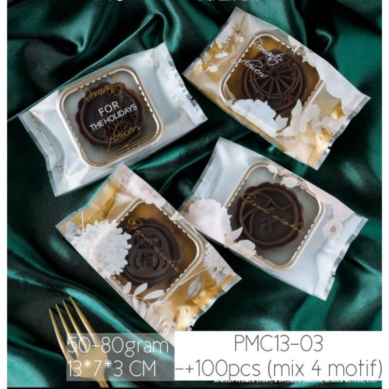 PLASTIK MOONCAKE 50-80 GRAM 100pcs PLASTIK SEALER KUE BULAN MOTIF CUTE  TERBARU