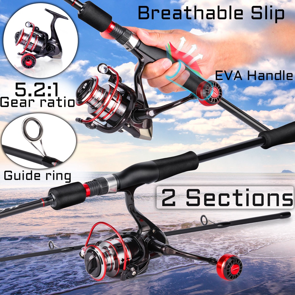 Reel Pancing Max Drag 15kg Metal/EVA Ball Grip Reel 1.8M Dan ML Power Spinning Fishing Rod Set