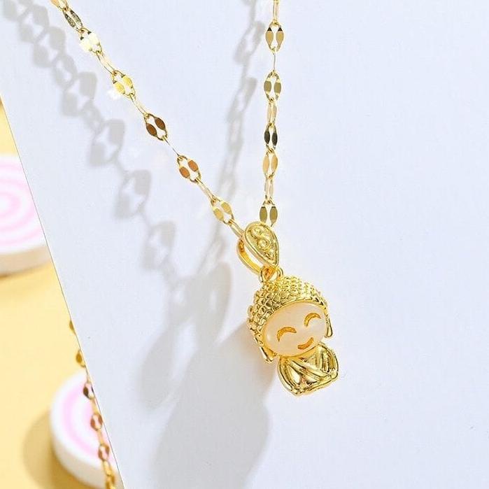 ⅎ kalung giok buddha titanium asli anti luntur dan karat ❉