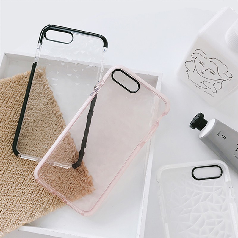 Soft Case TPU Shockproof Motif Berlian Simple untuk iPhone 11 12 Pro Max x 6 6S 7 8 7Plus xr xs max se 2020