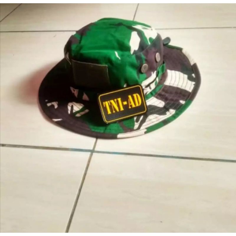 Topi Rimba Tactical Velcro Loreng TNI Free Patch