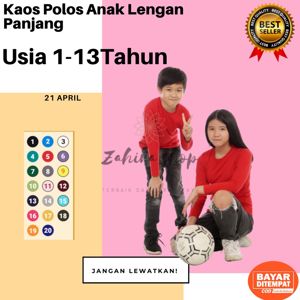 Kaos Polos Lengan Panjang/Kaos Polos Anak/Lengan Panjang/Kaos Polos Anak/Anak/Baju Anak