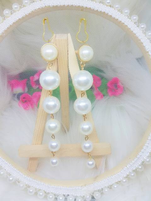 A131 Anting hijab juntai pearl gold