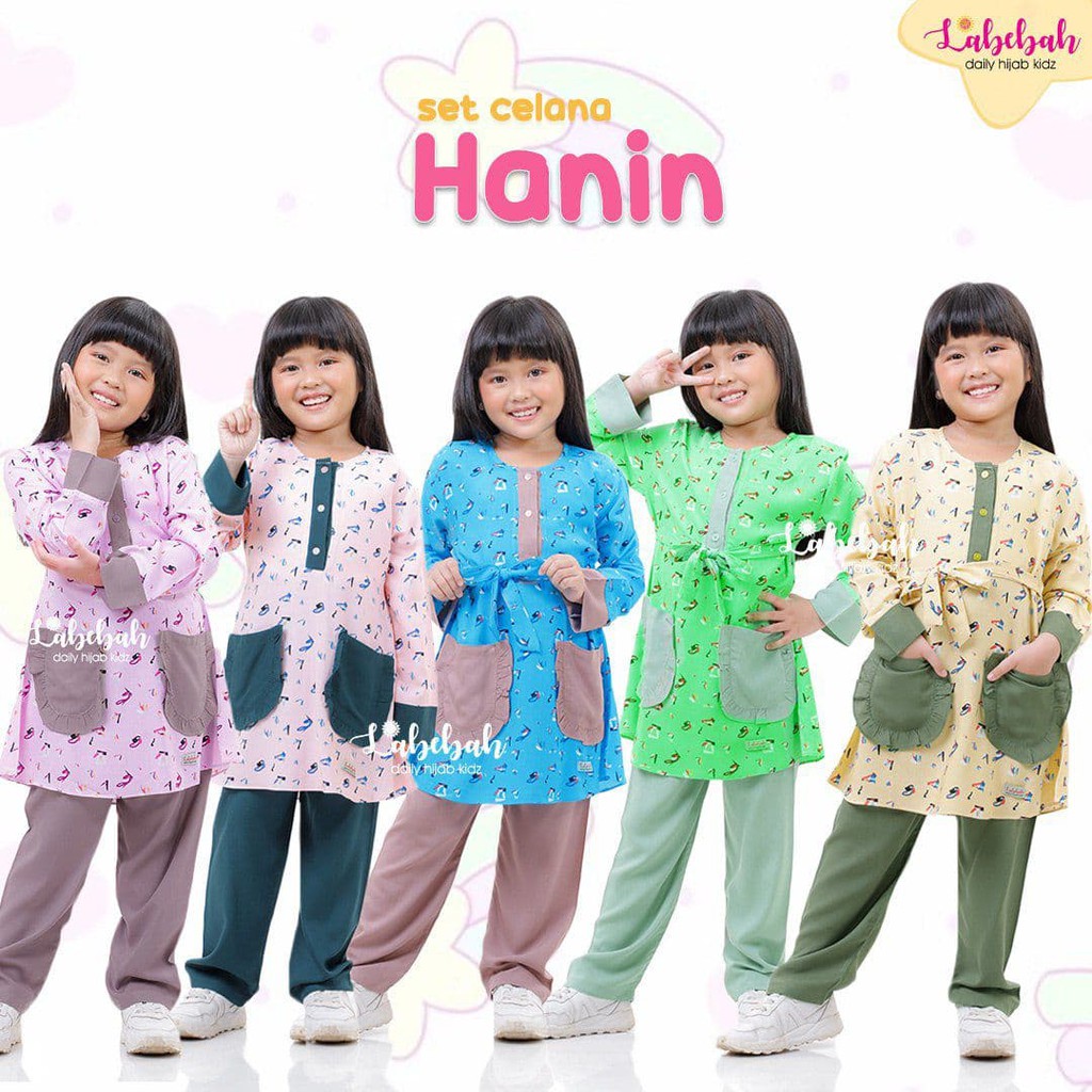 ( USIA 2 - 8 TAHUN ) PAKAIAN ANAK SET CELANA PANJANG HANIN ORIGINAL LABEBAH RAYON VISCOSE NYAMAN / S
