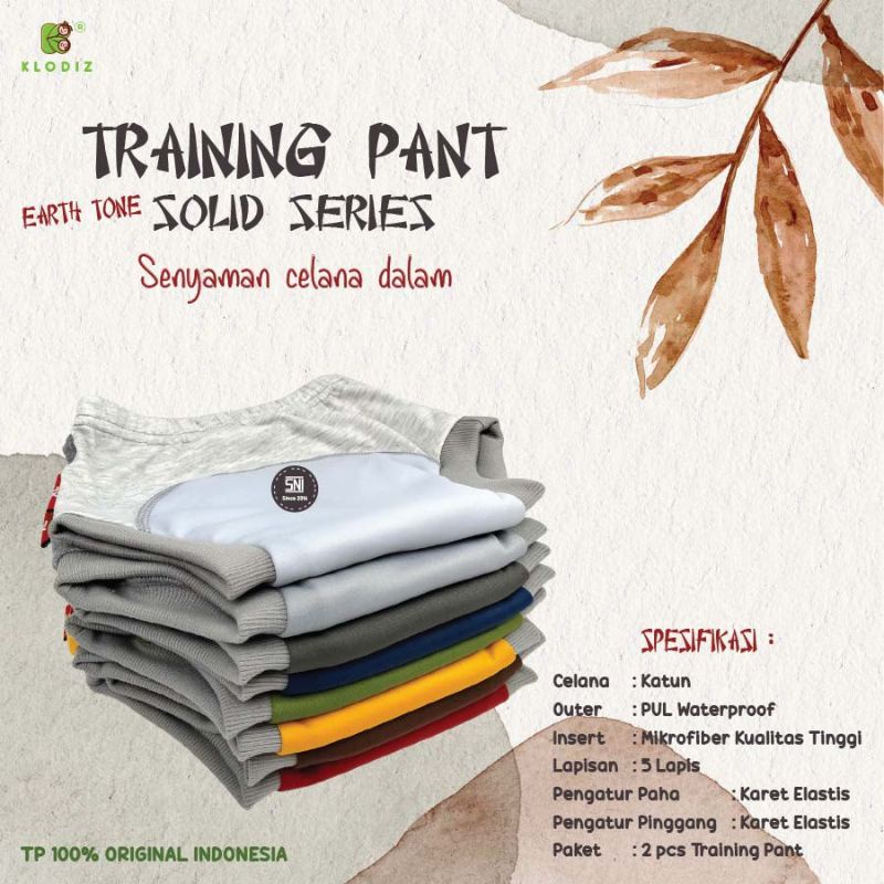 Training Pants Klodiz Solid Celana Dalam Pelatih Pipis Anak 5 ply Size L XL XXL dan 3XL [ Bunda Altaf ]