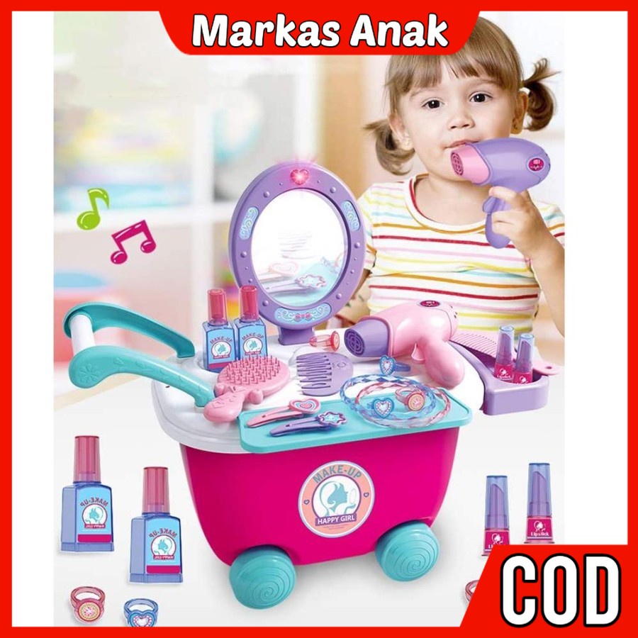 Mainan Anak Anak Umur 3 4 5 6 Tahun Alatke upkeUp mekap Meja Gerobak Stroller Dandan Kosmetik Beauty