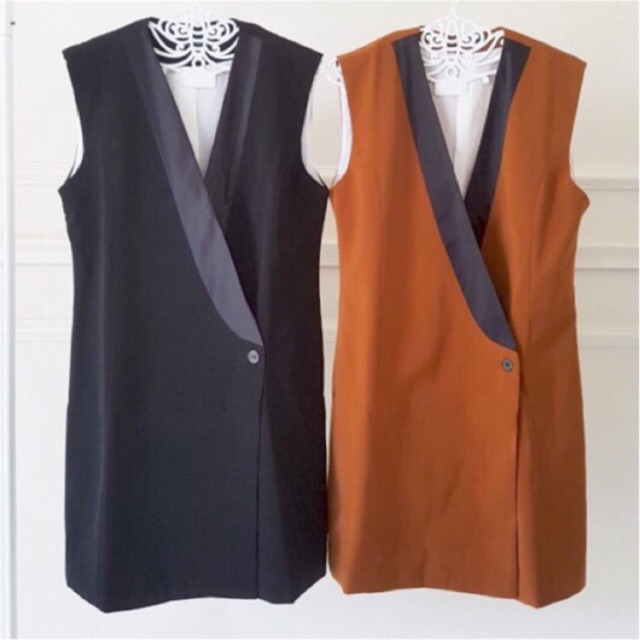 ROMPI PANJANG / LONG VEST HITAM DRESS / ROMPI lapisan furing dalam