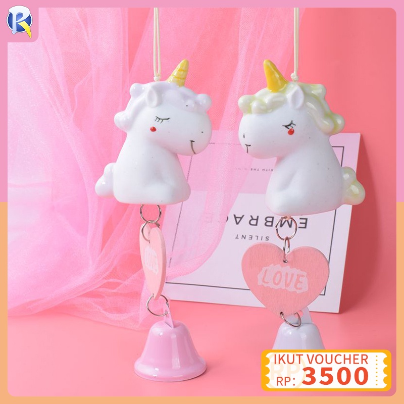 lonceng unicorn hati/Lonceng Lucu Keramik/ Lonceng Angin Liontin/lonceng untuk gadis imut