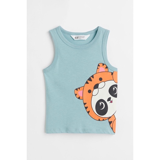H&M Tshirt / Vest top boy - Turquoise Panda