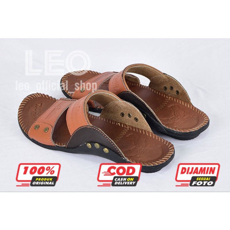 Sandal Kulit Harley Davidson Full Up Sendal Kulit Asli Pria Sandal Slop Casual / Sendal Jepit Herley Hitam Coklat Glossi Slide SH-02