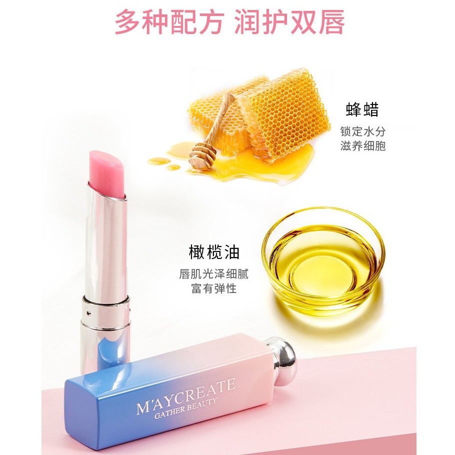 Lipstik Korea MAYCREATE Moisturizing Lipstick Color Changing / Lipgloss / Lipbalm Mencerahkan Bibir