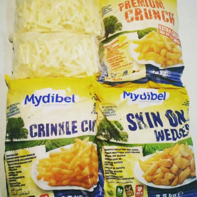 

Kentang Mydibel ( Premium Crunch, Skin On Wedges, Crinkle Cut, Shoestring )