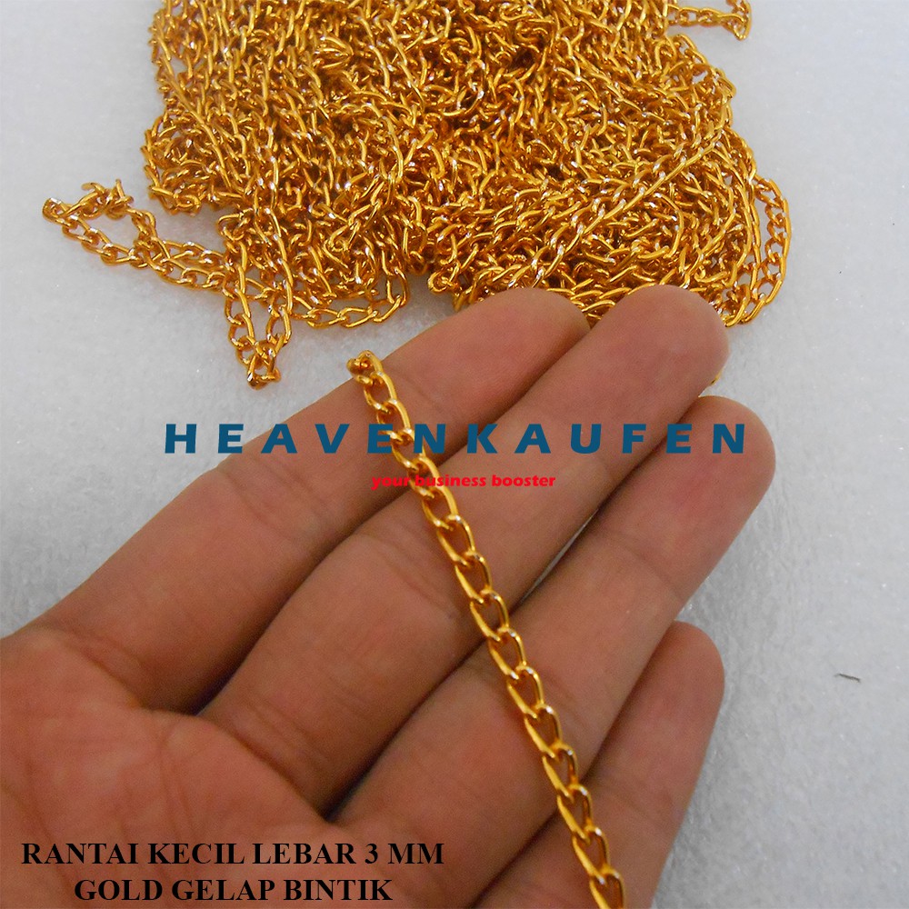 Rantai Kecil Lebar 3 mm Warna Gold Gelap Bintik Untuk Rantai Strap Masker Craft Dll Per Meter