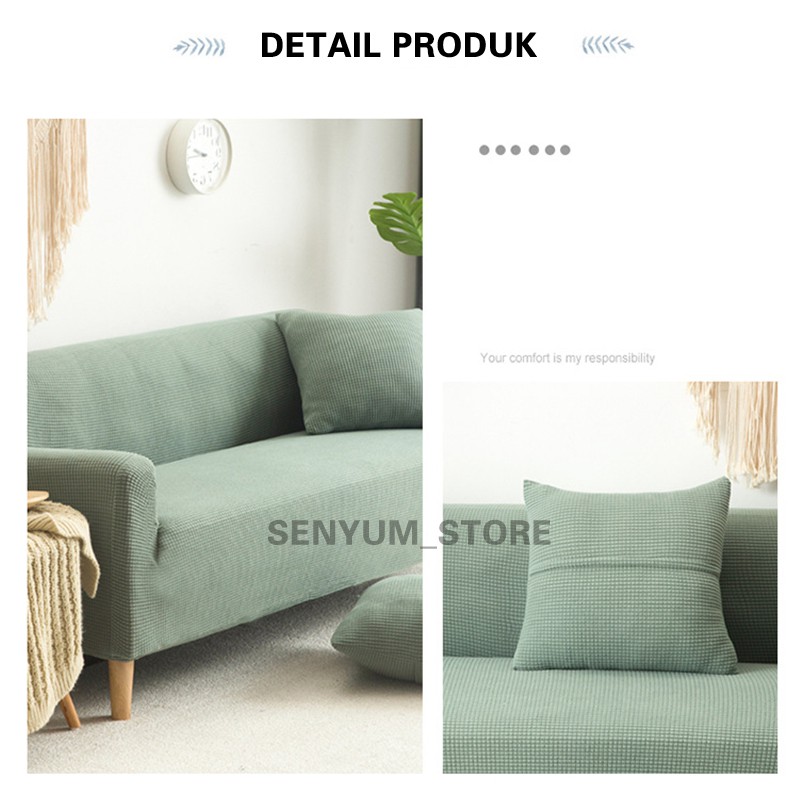 Cover sofa Sarung Sofa Anti Slip Penutup Sofa Tebal  Warna Solid Seater 1/2/3/4 Elastic Elastis